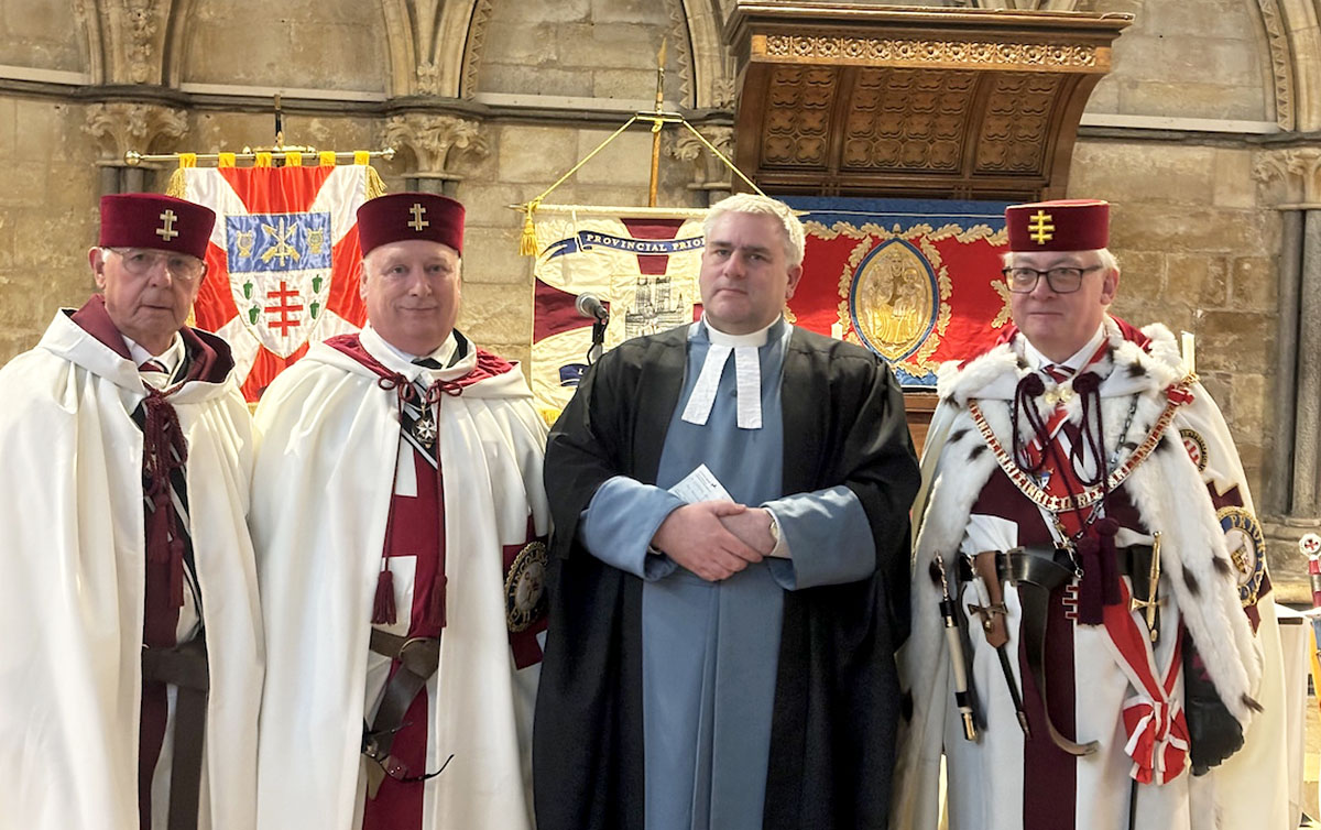 V.E.Kt. M. Carter, R.E.Kt M. H. Levick, The Revd Canon N. Brown, The M.E. & S. Grand Master Paul Raymond Clement, G.C.T.